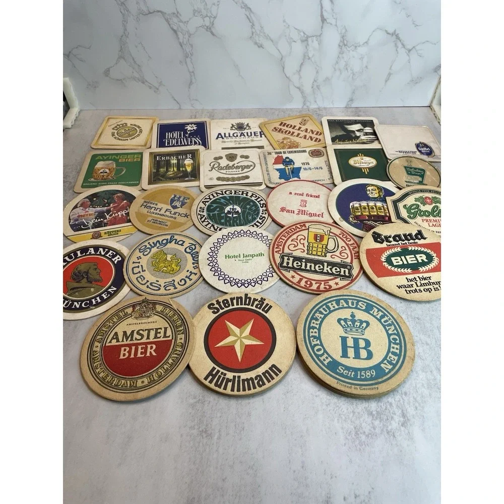 Vtg Paper Coasters From Around The World Lot Of 33